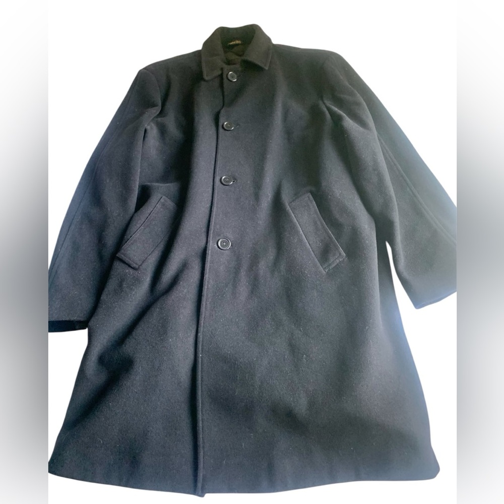 Valente Men’s Black Wool & Cashmere Blend Overcoat Made in Italy 46L